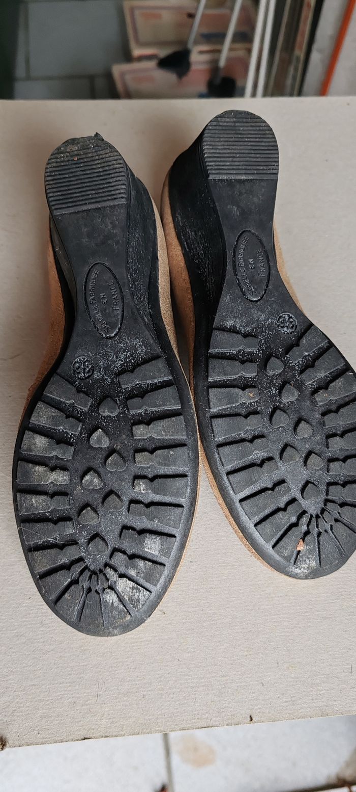 Chaussures compensées dorées femme cuir - photo numéro 7