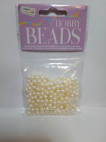 Perles de loisirs blanches crèmes nacrées + fil