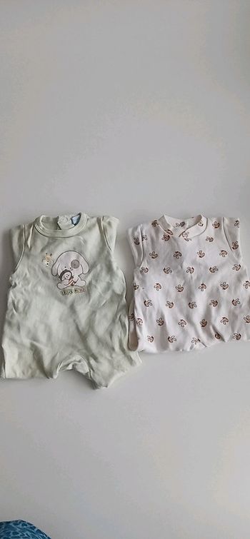 Grenouillères x2 en coton T 1 mois