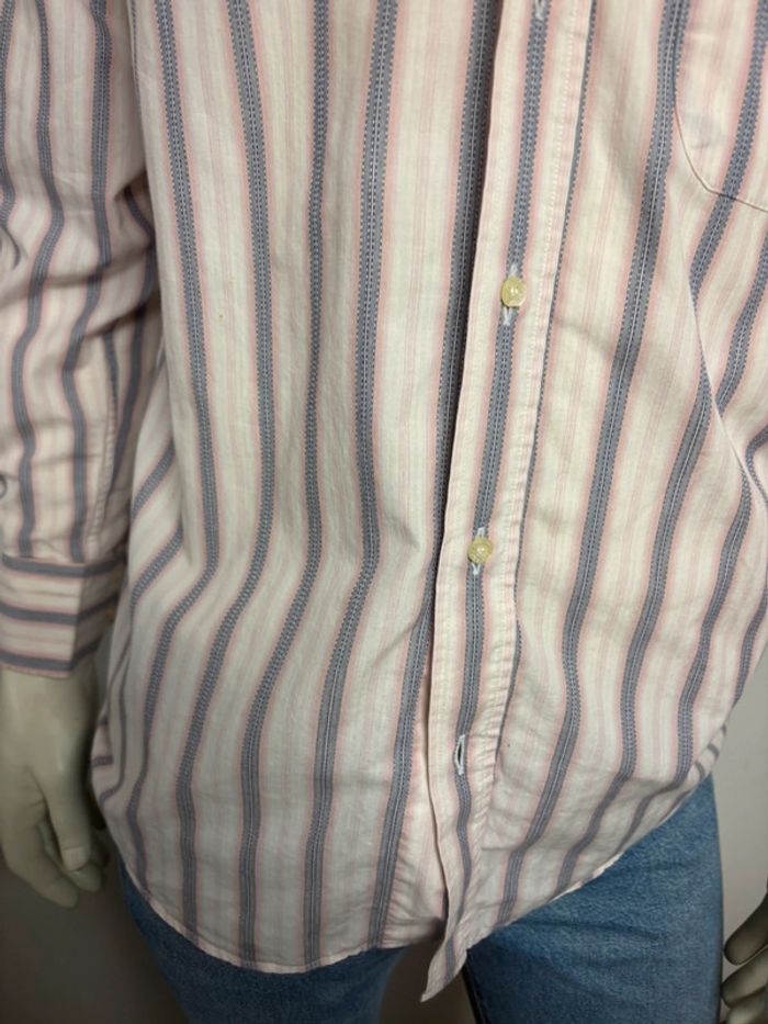 Chemise à rayures Lacoste homme - Taille 38 - Gris et rose pâle - photo numéro 3