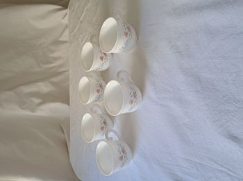 Lot de 6 tasses Arcopal Pois de senteur Motif fleurs roses et bleus pâles vintage