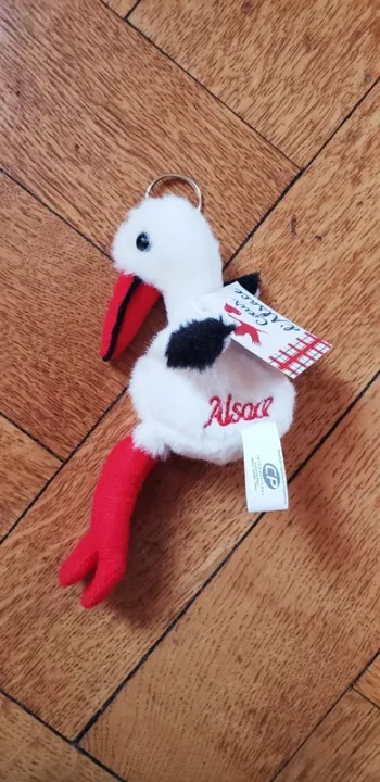 Peluche porte clé cigogne alsace souvenir vacances neuf