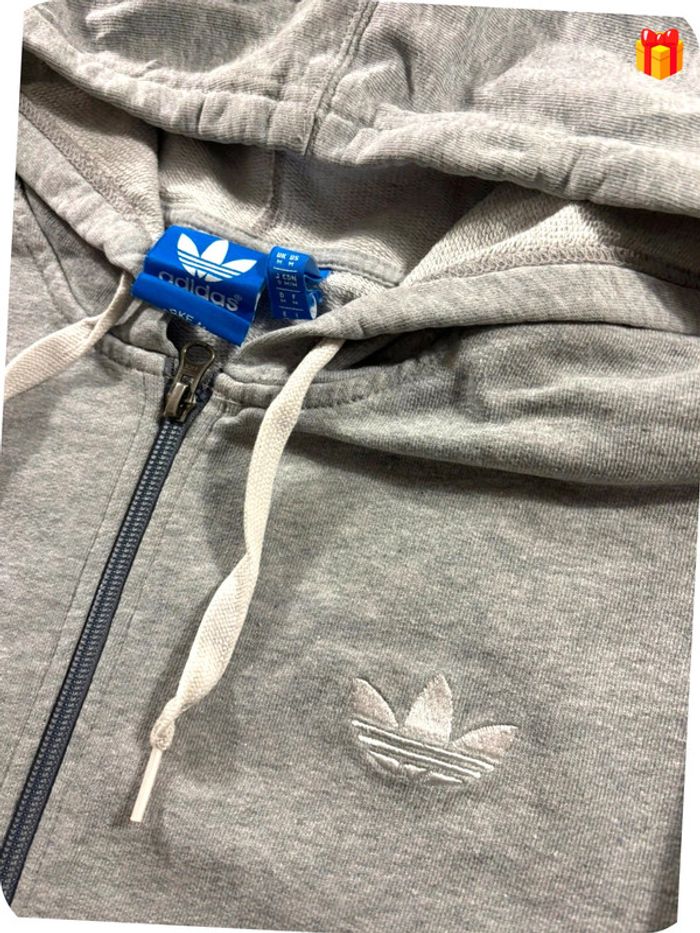 Veste Zip à capuche Adidas Gris taille M - photo numéro 2