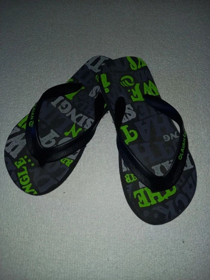 Tongs 🩴 grises et vertes taille 26/27🩴 chaussure 🪴 Printemps été 🏵 - photo numéro 3