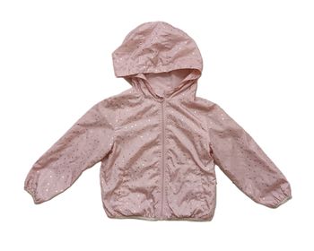 Coupe vent rose et pastilles scintillantes à capuche. Veste légère. In Extenso. Taille 5 ans