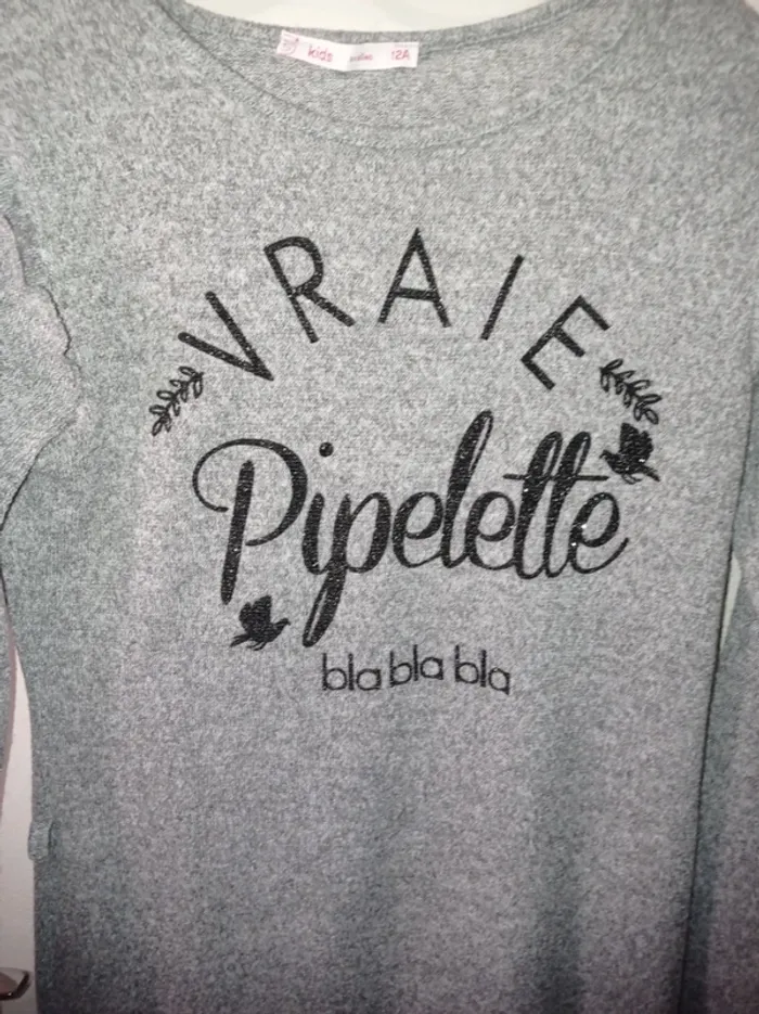 Robe pull fin enfant fille grise - photo numéro 2