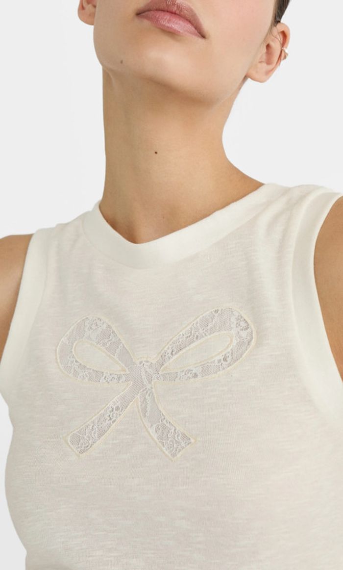 Débardeur femme avec noeud en dentelle Stradivarius Neuf M - photo numéro 4