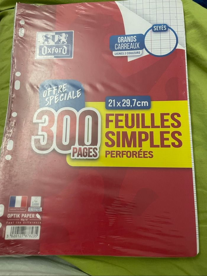 Lot feuilles simples 300 feuilles grands carreaux