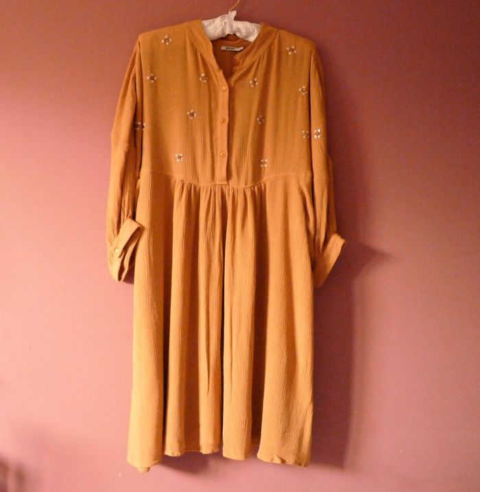 Robe Femme DDP S 36 camel moutarde Neuve collection été style bohème - photo numéro 3