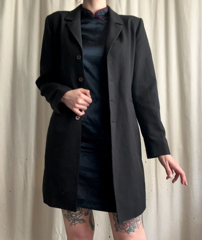 Blazer long noir Goth Officecore 🦇 vintage 90s - Taille M