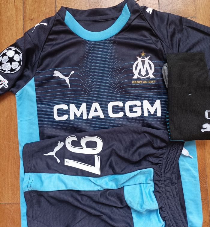 Maillot Aubameyang taille 6 ans Marseille bleu extérieur 2026 - photo numéro 2