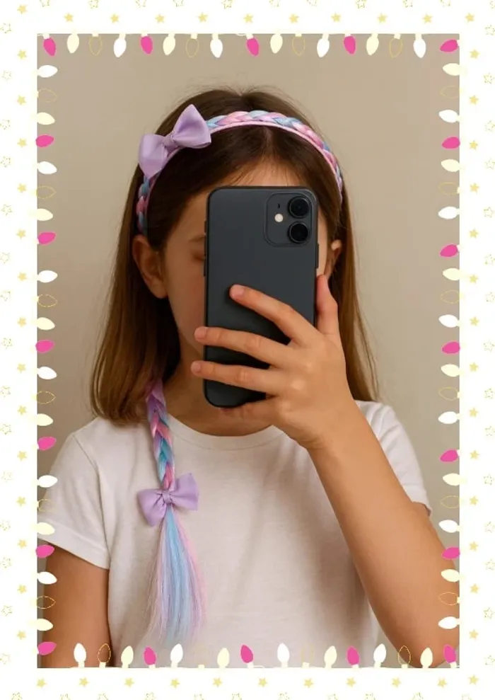 🎀 Serre-tête pastel avec mèches arc-en-ciel 🎀