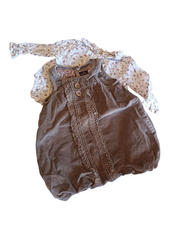 Ensemble robe tee-shirt 6 mois sergent major marron et blanc - photo numéro 6