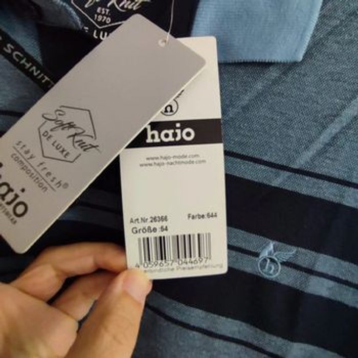 Polo bleu/gris rayures marines taille XL Hajo - photo numéro 5