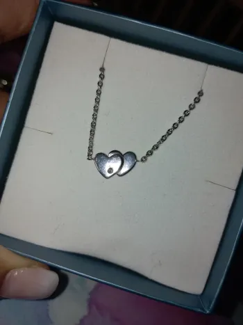 Collier necklace argent rhodié diamant amour love heart