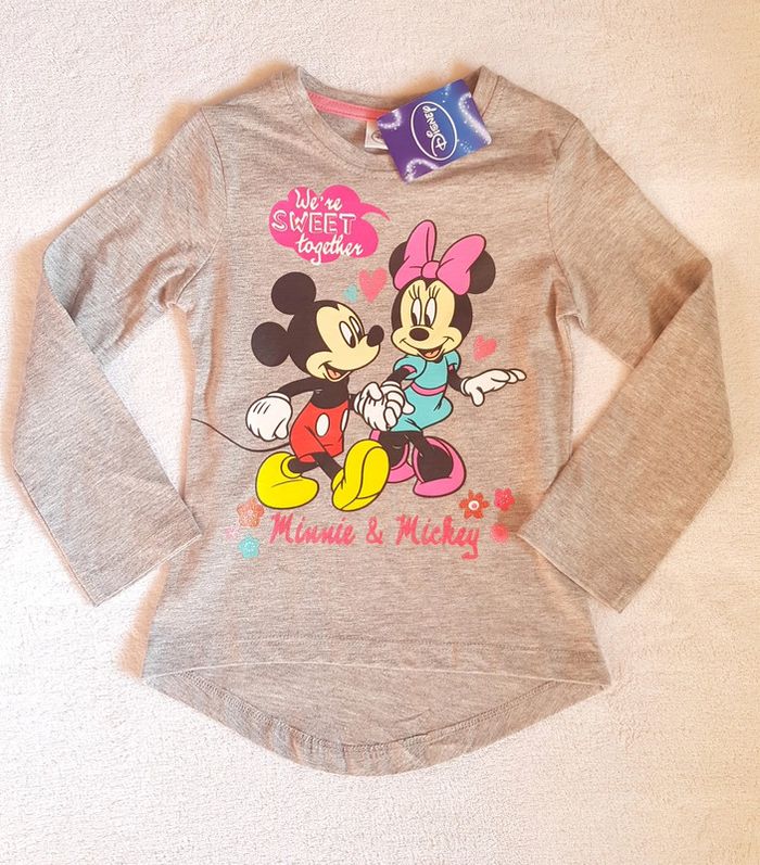t-shirt fille gris minnie mickey disney