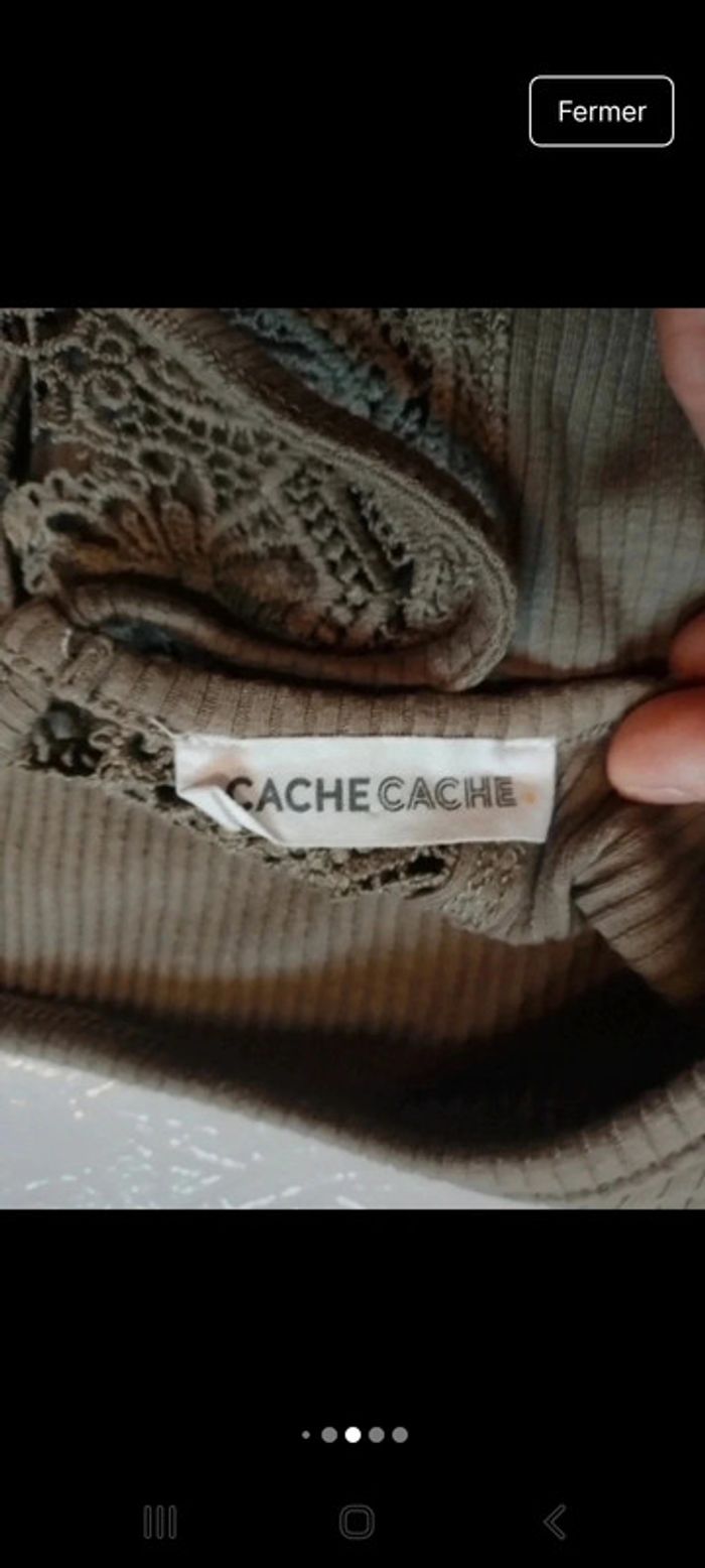 T-shirt femme vert kaki ajouré au dos Cache Cache - photo numéro 12