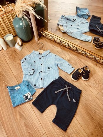 Taille 3 mois ensemble 3 pièces garçon TAO Orchestra bleu * mer * 💙