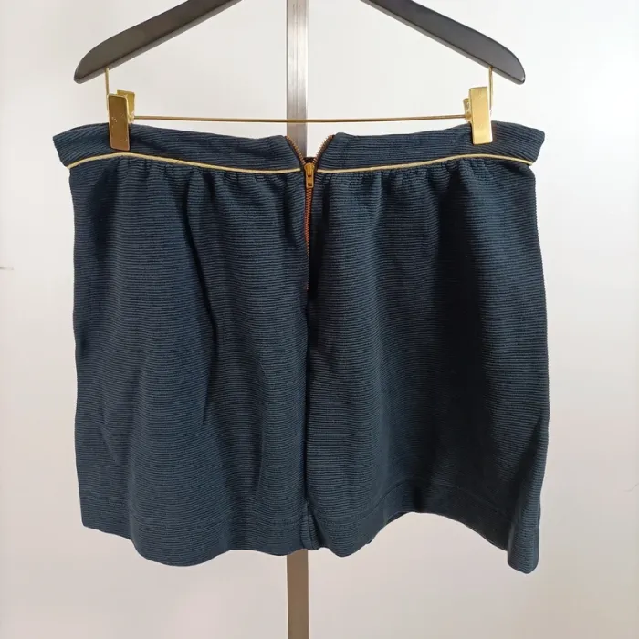 Short bleu marine texturé taille haute zip doré détail passepoil chic taille XL estimée A1388 - photo numéro 2