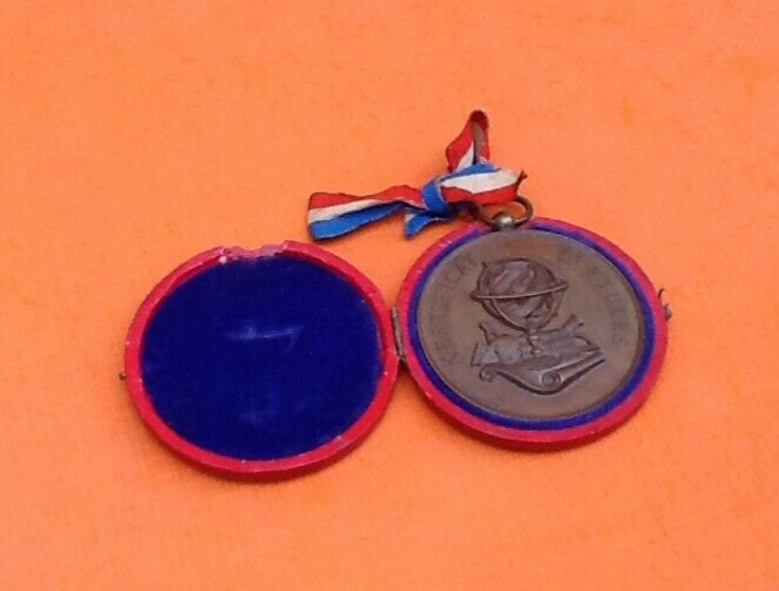 Médaille XIXème en cuivre dans son écrin Certificat d' Etudes - photo numéro 2