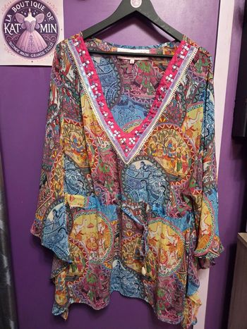 Blouse bohème Hippy Chick – Voile imprimé – Taille 44