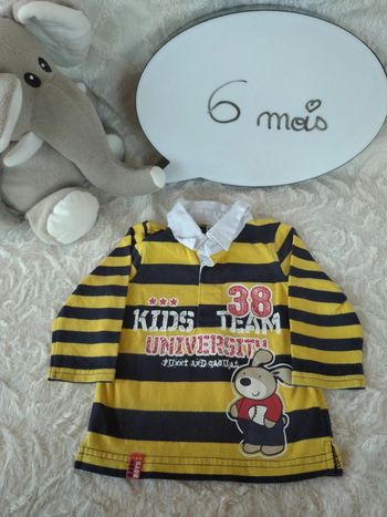 Polo tee shirt manches longues Garçon 6 mois Lapin Baseball
