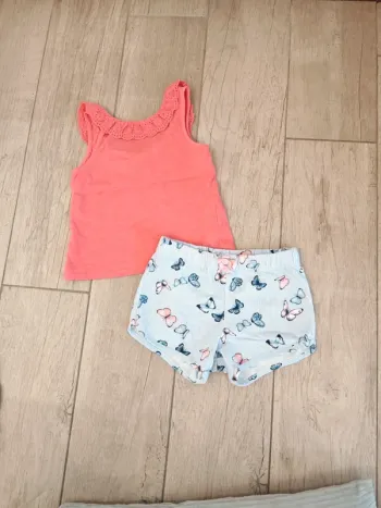 Ensemble d'été short papillon et débardeur 3 ans