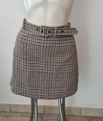 Jupe courte marron  carreaux mango 38