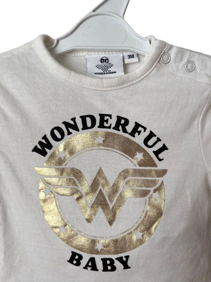 T-shirt manches courtes “wonderful baby” - Wonder Woman 3 mois - photo numéro 2