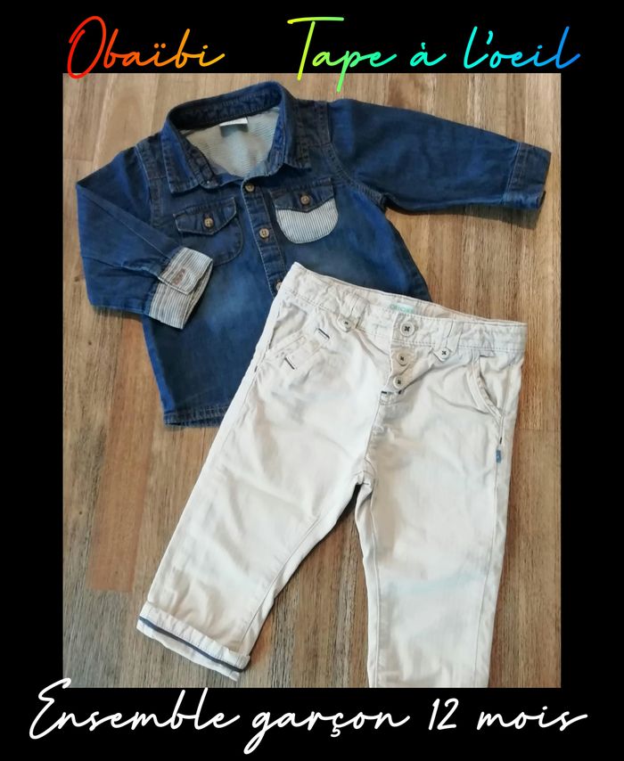 Ensemble garçon 12 mois chemise et pantalon Tbe
