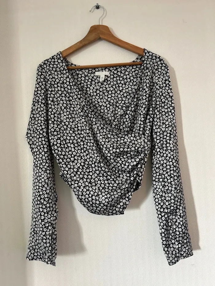 Top fleur à manche longue