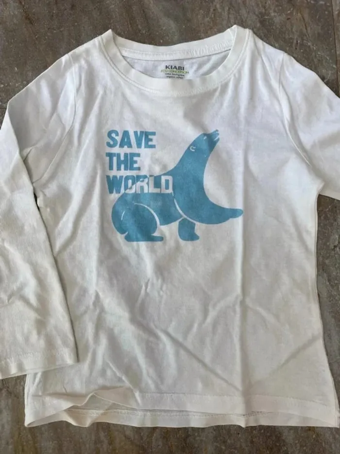 T-Shirt blanc et bleu 3 ans Kiabi - photo numéro 2