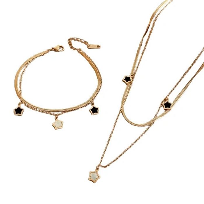 Ensemble collier + bracelet doré étoiles – neuf acier inoxydable
