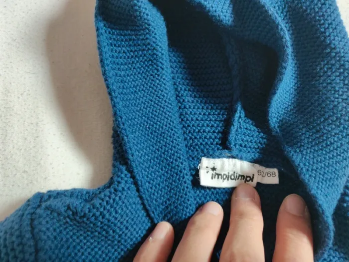 Gilet bébé Impidimpi bleu a capuche taille 6/9 mois - photo numéro 3