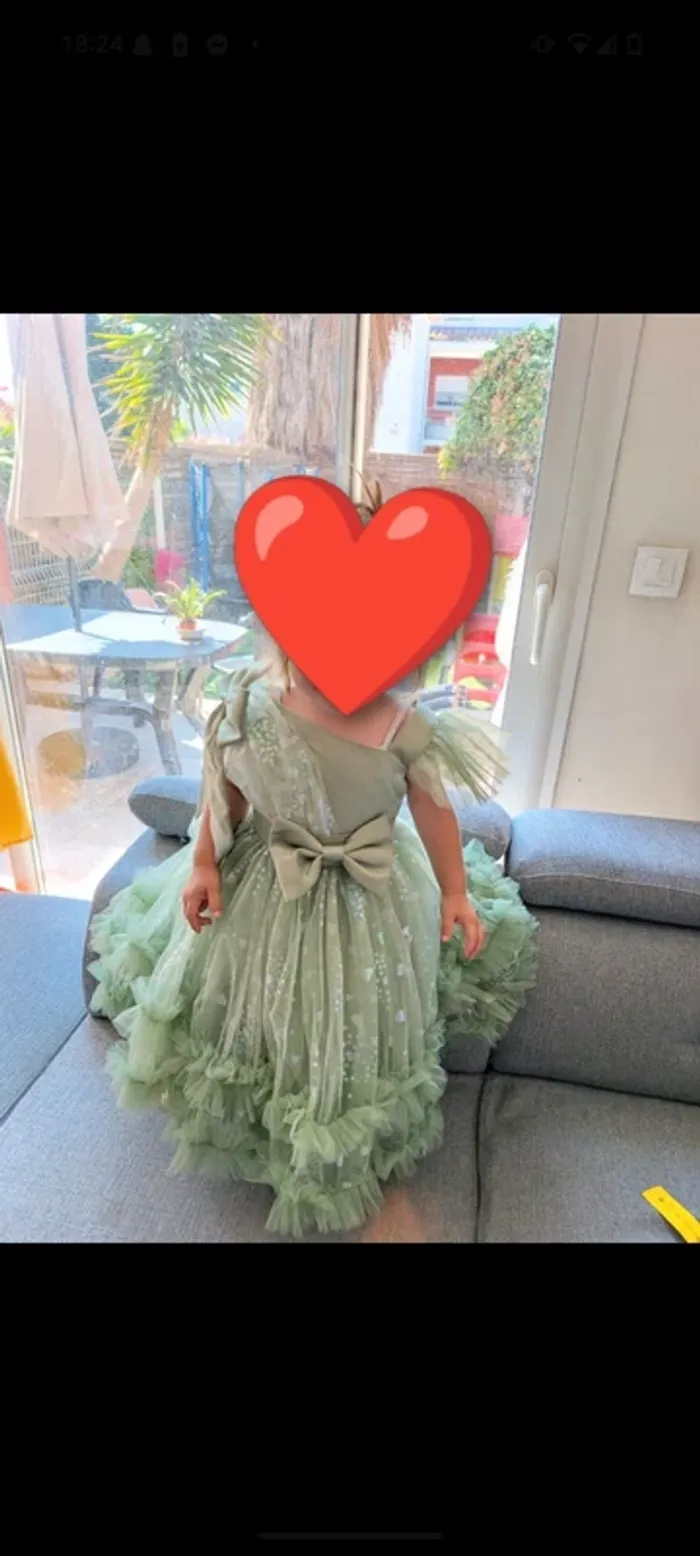 Robe de cérémonie 18-24 mois vert - photo numéro 2