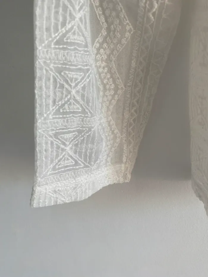 Haut manche longue avec broderie kiabi blanc transparent - photo numéro 3