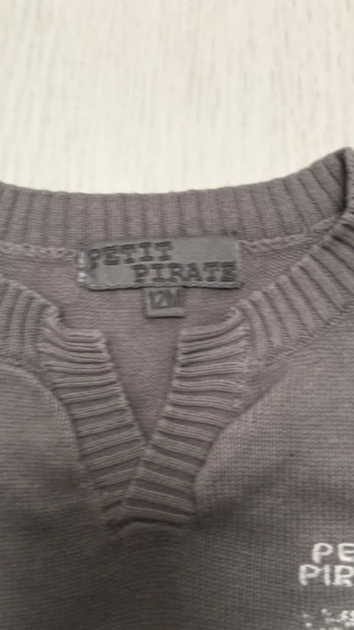 Pull sans manche 12 mois gris petit pirate - photo numéro 2