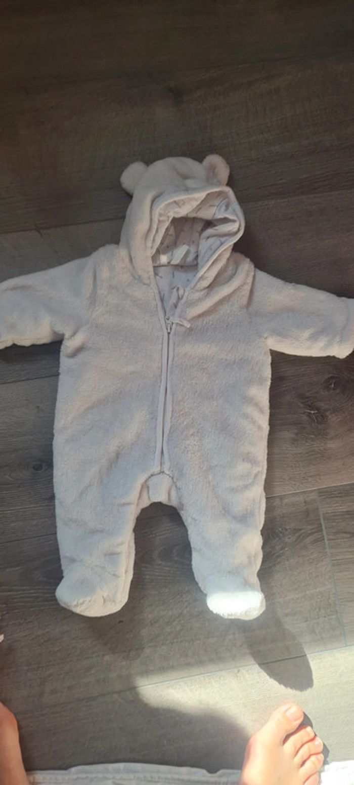 Combinaison 1 mois blanche  ourson
