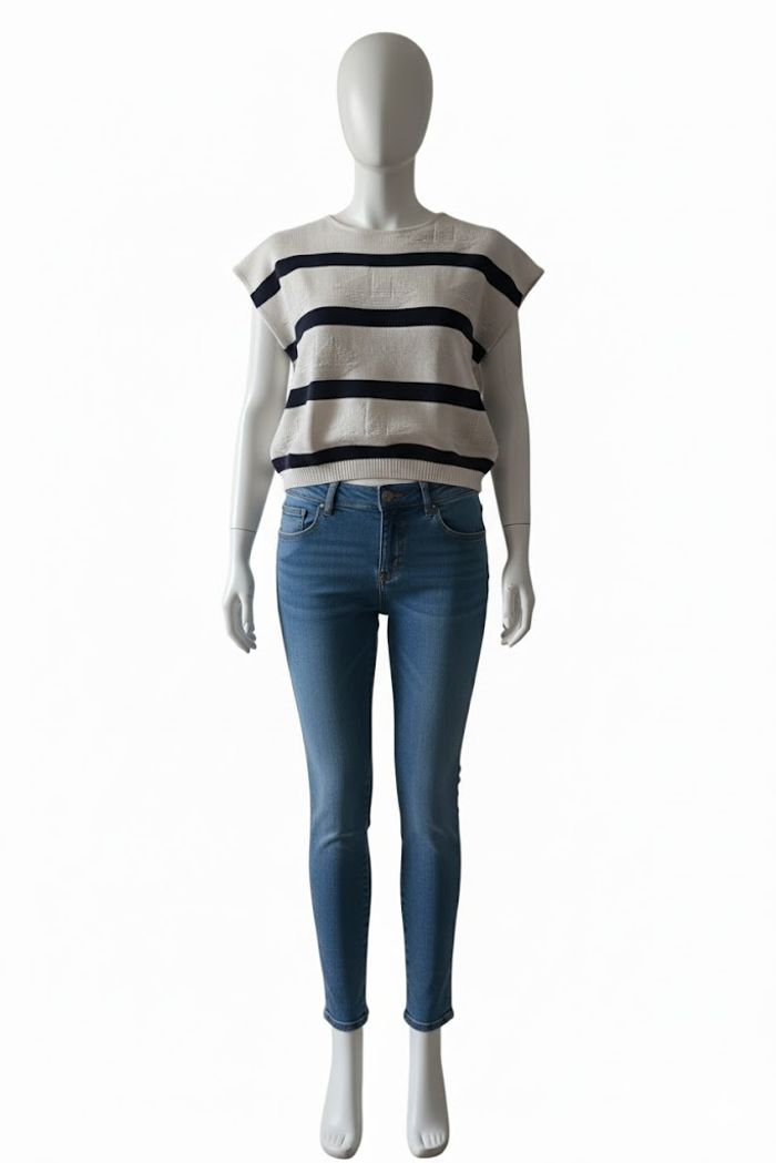 Pull Marinière Chic Sans Manches - photo numéro 2