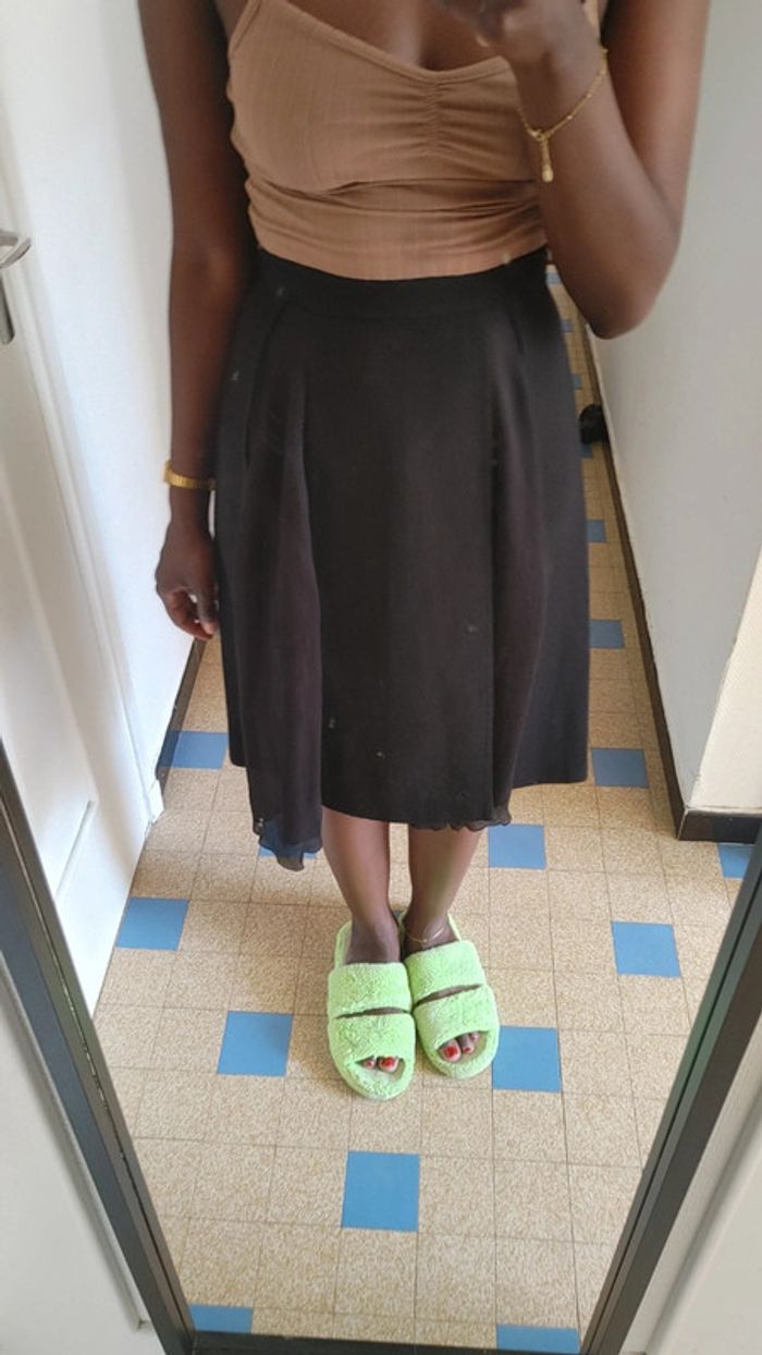 Jupe transparent en laine et soie taille haute - photo numéro 9