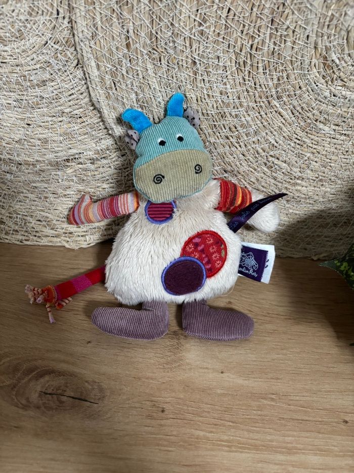 Doudou vache écru violet les jolis pas beaux moulin roty - photo numéro 2