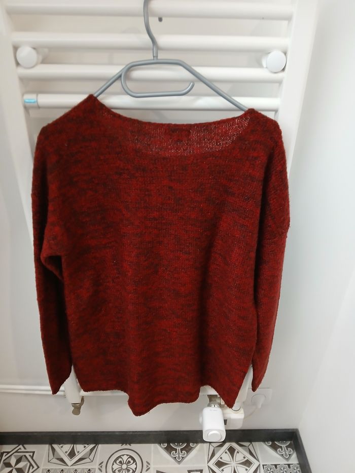 Pull bordeaux fermeture éclair fantaisie côté - photo numéro 5