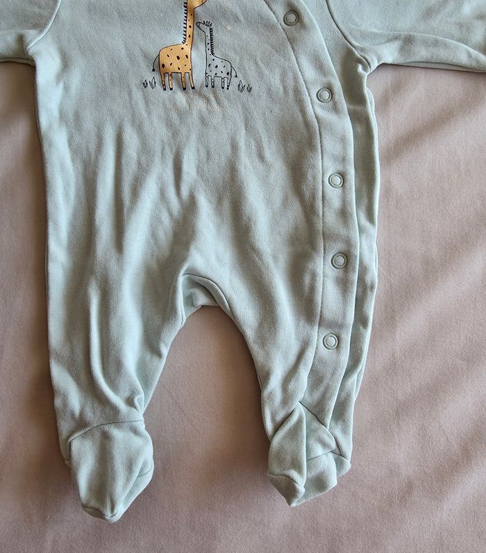 Kiabi Pyjama Coton Bio Vert Menthe Très Bon État 0M - photo numéro 3