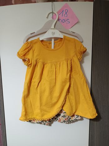 Ensemble moutarde fleuri 18 mois 