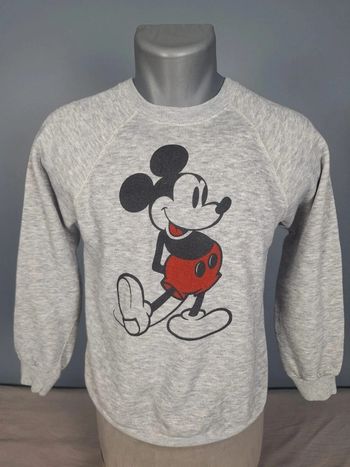 Sweat vintage Disney Mickey – gris chiné – taille M (604)