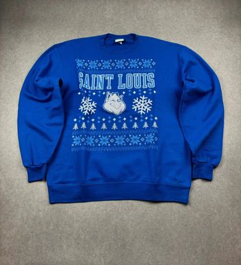 Pull champion universitaire année 2000´s saint Louis bleu marine vintage motif blanc