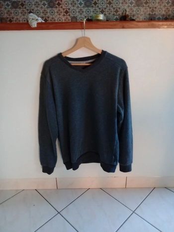 Pull homme L gris anthracite avec coudières c70