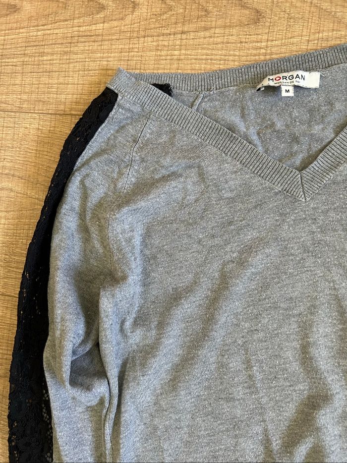 Pull gris et noir à manches longues Morgan taille M état satisfaisant - photo numéro 10