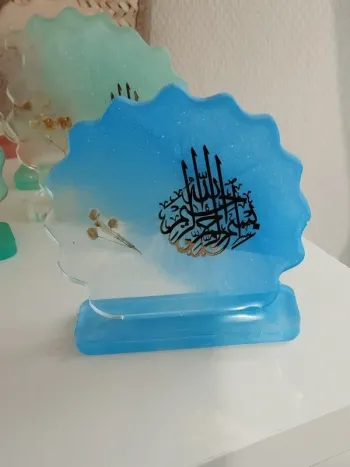 idée cadeau ornement bureau coiffeuse couvre tasse en résine et plantes naturelles abr003