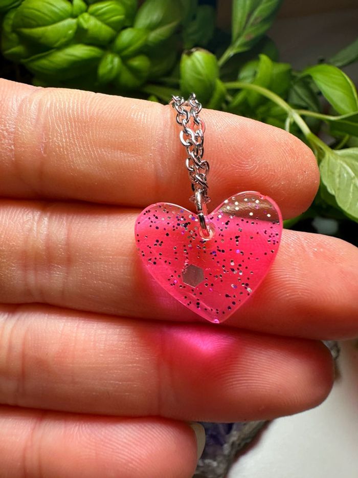 Petit pendentif coeur rose - photo numéro 3